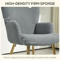 thumbnail image 4 of HOMCOM Wingback Accent Chair with Metal Legs for Living Room Bedroom Grey, 4 of 9