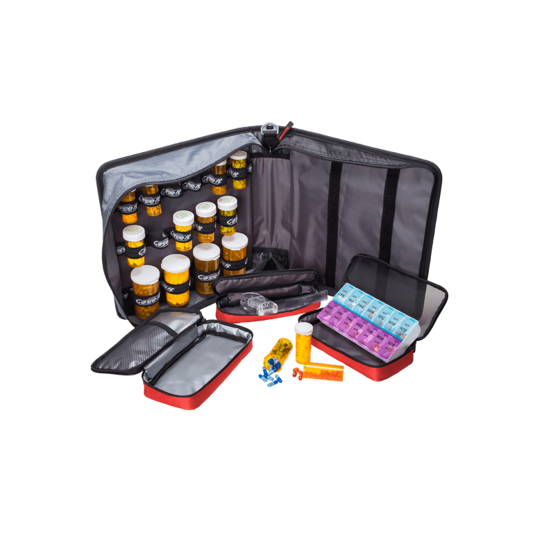  Med Manager Deluxe Medicine Organizer and Pill Case, Holds (15) Pill  Bottles - (11) Standard Size and (4) Large Bottles, Purple, 13 inches x 13  inches x 4.5 inches : Health & Household