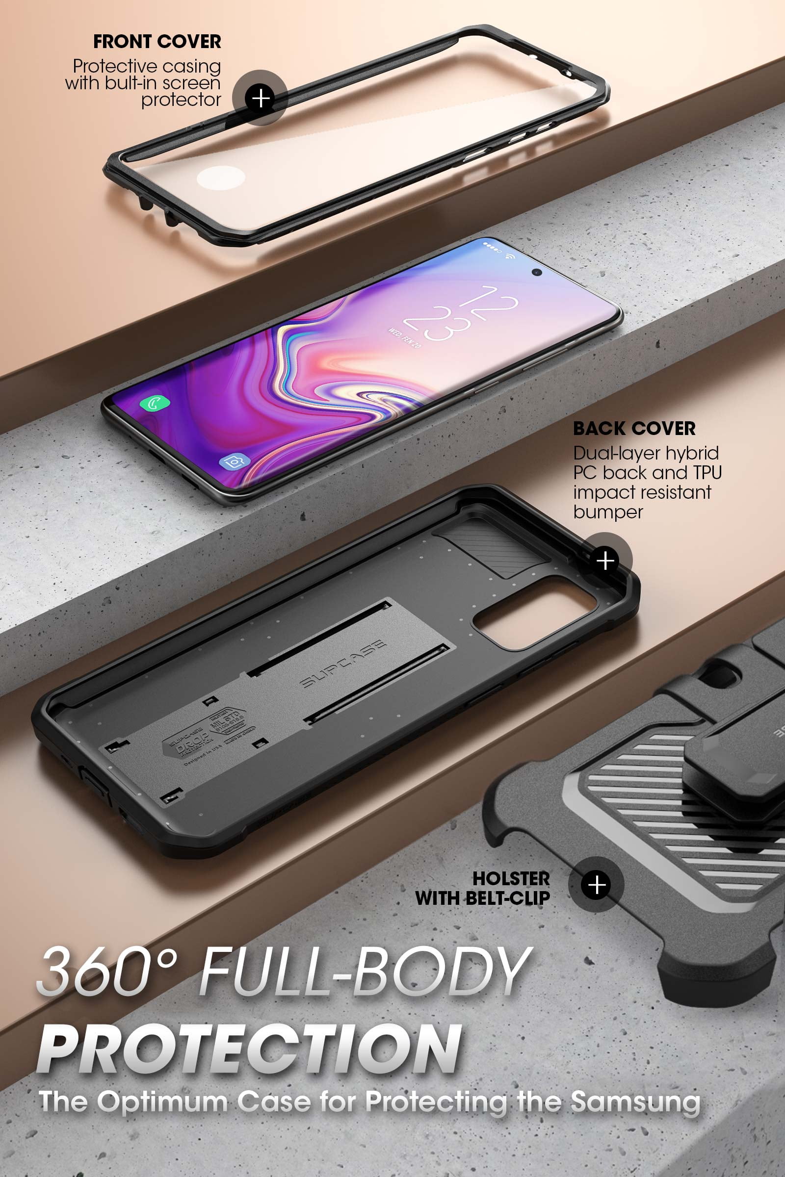 SUPCASE Unicorn Beetle Pro Series Case Designed for Samsung Galaxy S20 FE 5G (2020 Release), Full-Body Dual Layer Rugged Holster & Kickstand Case with Built-in Screen Protector (Black)