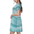 thumbnail image 2 of Balery Teal Turquoise Wood Vestidos sueltos de manga corta para mujer, vestidos de verano 2025, vestidos casuales de corte A con vuelo., 2 of 6