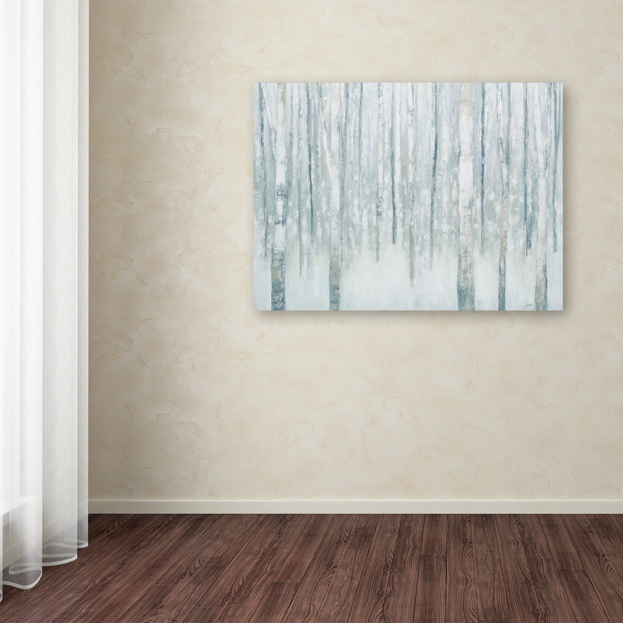 Julia Purinton 'Birches in Winter Blue Gray' Canvas Art