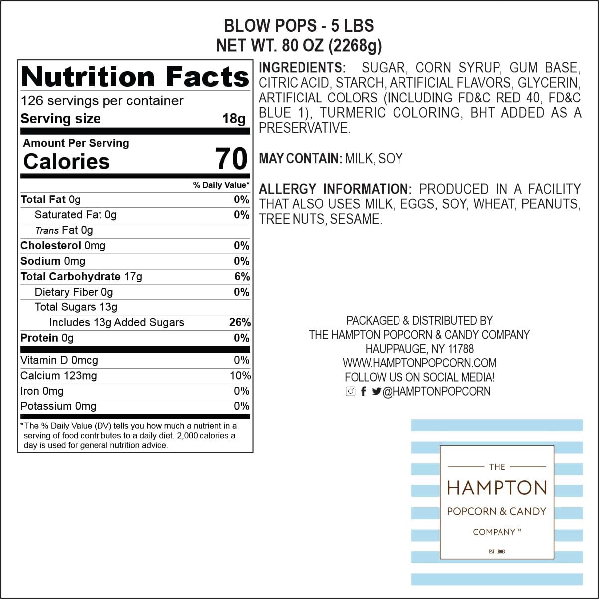 Charms Green Sour Apple Blow Pops, 3lb Bulk Bag Approx 68, Green Sour Apple Candy Gum Filled Lollipops, Individually Wrapped Bulk Hard Candy, The Hampton Popcorn & Candy Company