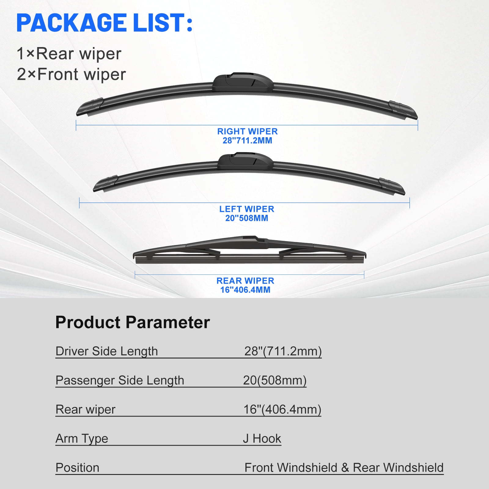 VYAOP Windshield Wipers Replacement for 2011-2020 Toyota Sienna OEM Quality All Season Wiper Blades 28" 20" 16" (3 Pack)