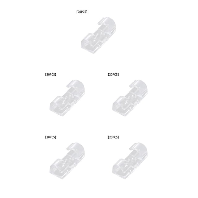Justharion 4pcs Cable Clips Desktop Organizer Self -Adhesive Cord Management Wire Holder Data Telephone Line Winder Sleeve Transparent 20pcs 5Set