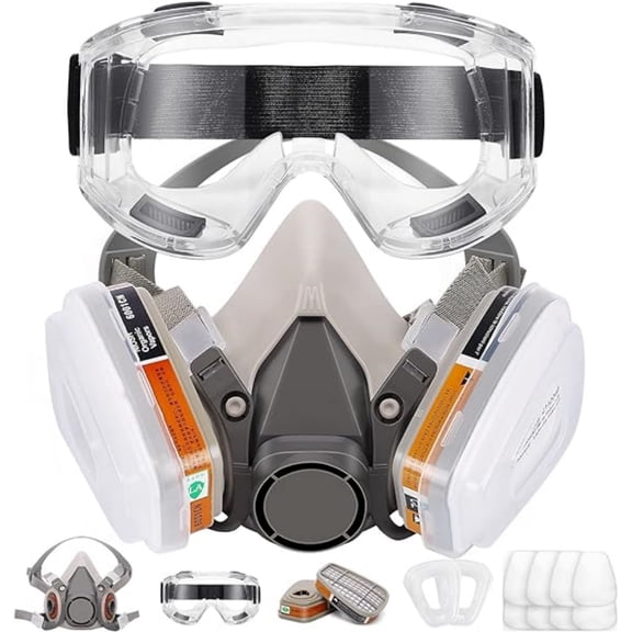 Reusable Half Facepiece Respirator paint mask, Paint Full Face Covering for Painting, Polishing, Spraying, Wood Sawing, Welding, Decoration, Construction