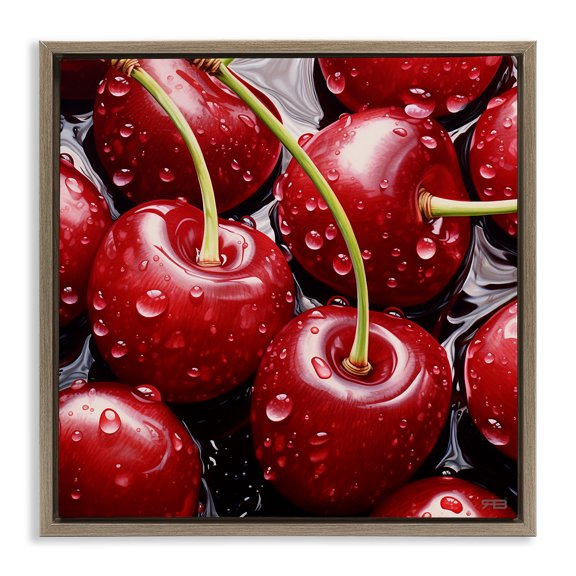 Stupell Industries Transitional Juicy Summer Cherries Brown Floating Frame Canvas Art, 25 x 25, by RB
