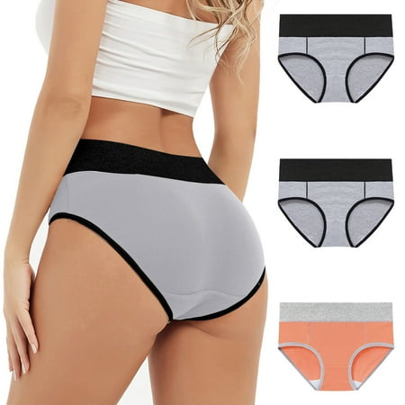 Akafmk Plus Size Underwear for Women High Waisted Cotton Briefs 3PC Physiological Underpants Comfortable Breathable Underwear Panties  Sizes M-5XL