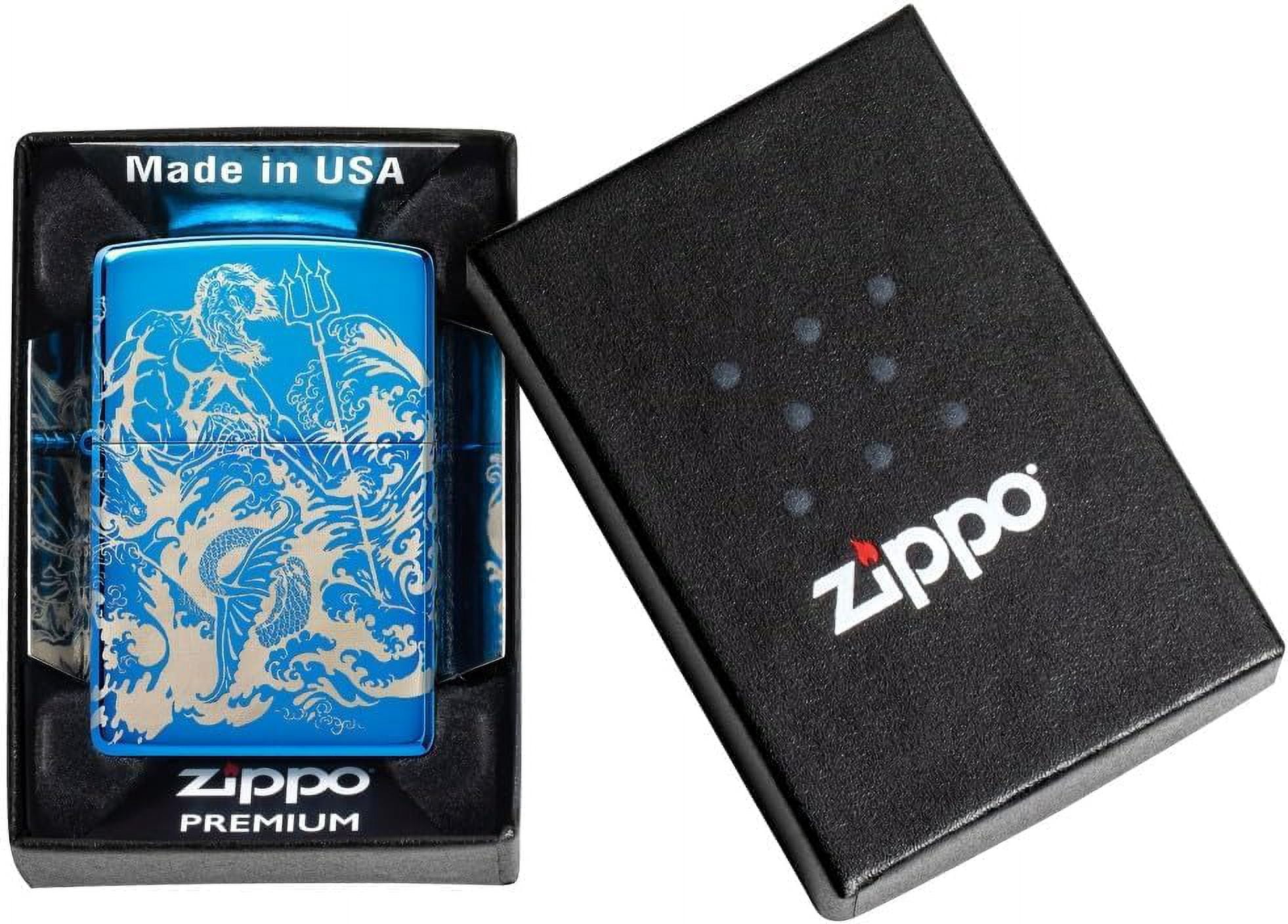 Zippo Lighter - Personalized Message Engraved Backside on Viking Design Windproof Lighter (Atlantis Greek Mythology 48787)