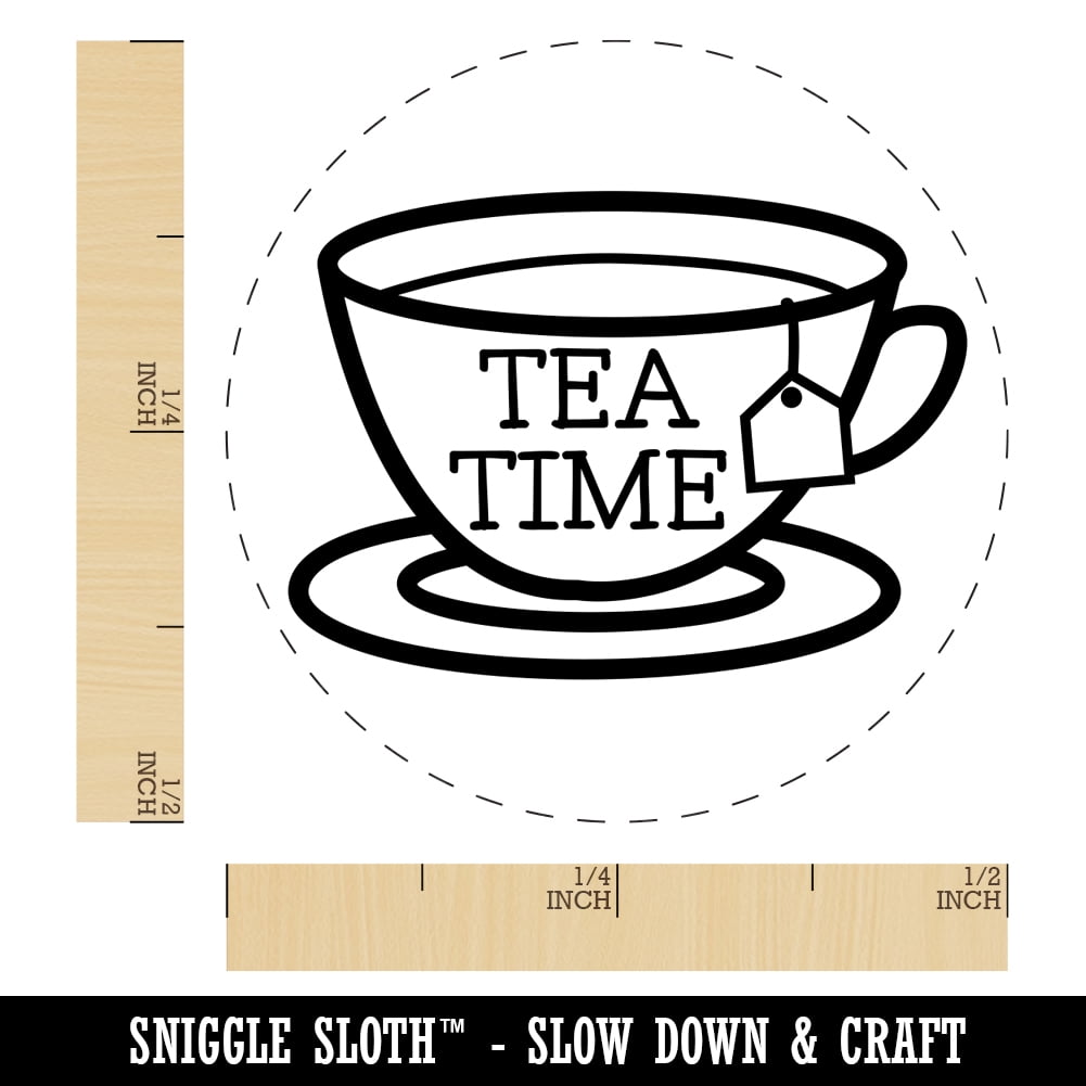 Tea Time Cup Self-Inking Rubber Stamp Ink Stamper - Dry Pad (No Ink) - Mini 1/2 Inch