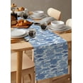 thumbnail image 6 of nqOlkjepod Blue Garden Table Runner 120 Inches Long Farmhouse Dress Scarves, Modern Art Building Trees Boat Landscape Dining Tablerunner for Coffee Table/Kitchen Island/Party Décor, 13" x 120", 6 of 8