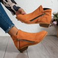 thumbnail image 6 of Kopltyrfg Ankle Booties For Women Comfy Suede Pointed Toe Western Boots Chunky Low Heel Slouchy Short Boot with Side Zipper (Saffron,36), 6 of 8
