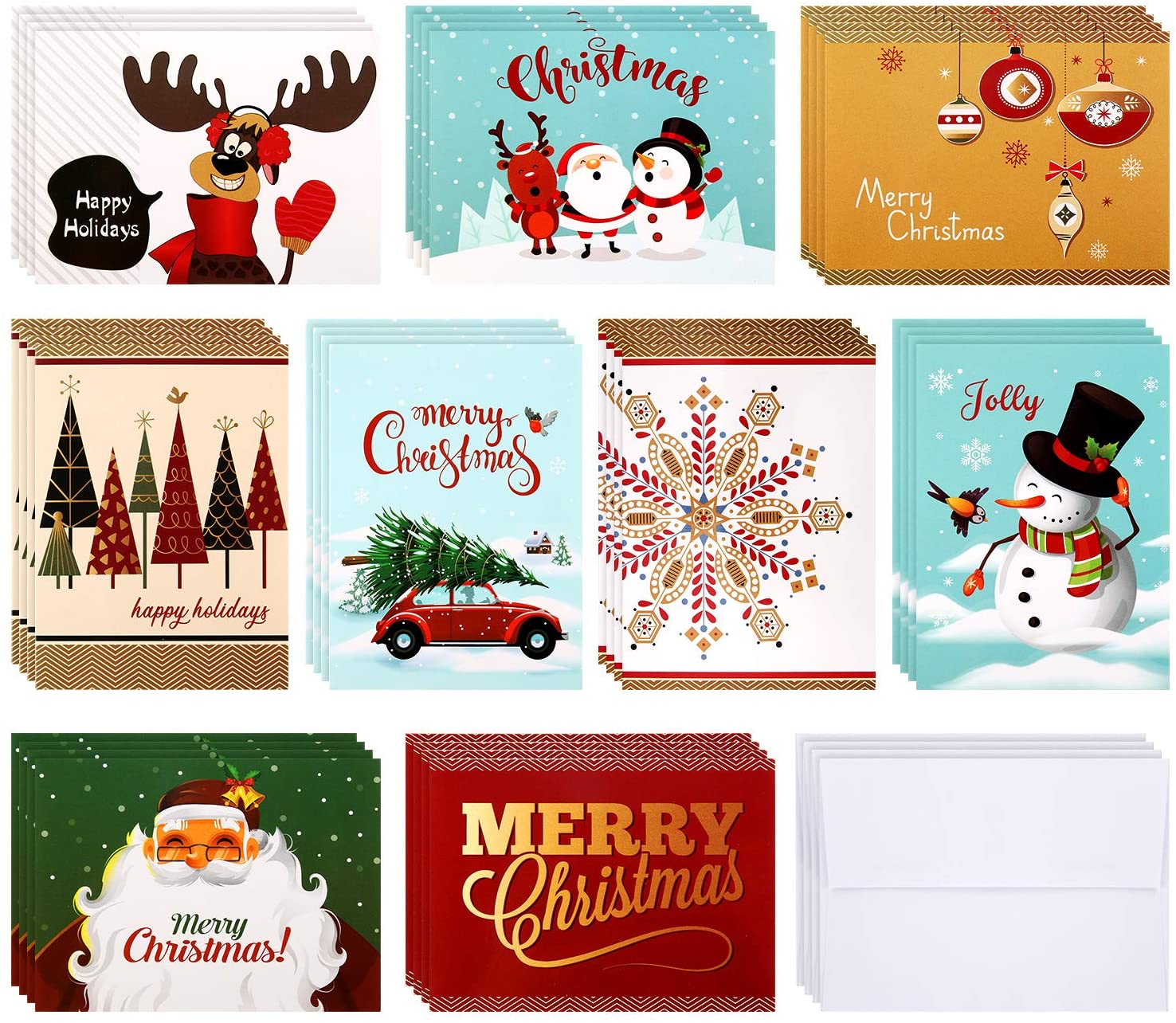 Merry Christmas Greeting Cards Bulk Christmas Cards with Envelopes Blank Christmas Cards