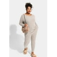 thumbnail image 6 of CASSIE LIZ Plus Size Sets Womens 2 Piece Outfits 4X Khaki Pajamas Fall Casual Lounge Long Sleeve Knit Winter Loose Fit Sweat Suits with Pocket 4XL 24W 26W, 6 of 10
