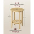 thumbnail image 3 of Boho 2-Tier Round Side Table - Rattan-Look Nightstand with Storage Shelf for Bedroom/Living Room, Space-Saving, Oak Beige, 3 of 5