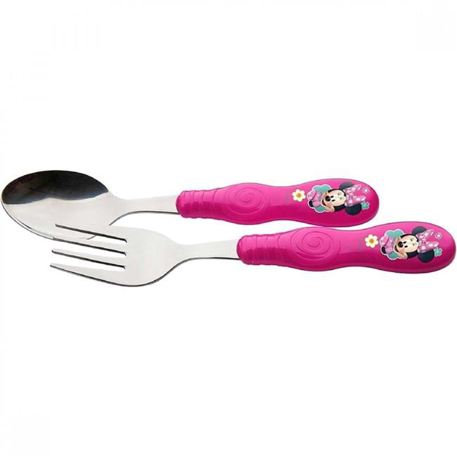 New Disney Junior Minnie Bow OR Mickey Shoes Kids Flatware set spoon & fork 