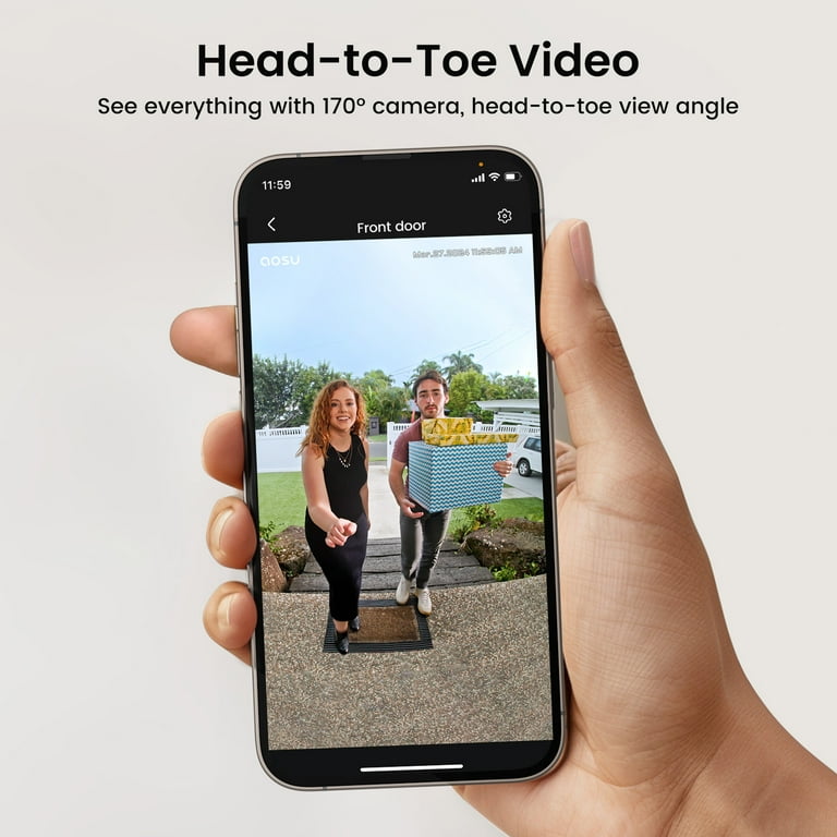 AOSU 2K Wireless Doorbell Camera, 170° Head-to-Toe View