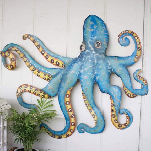 BLACK FOREST DECOR Hammered Recycled Metal Octopus Wall Hanging
