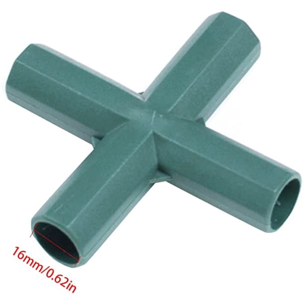 Conectores de marco Conectores de plástico Conectores Conectores de tubo de ángulo recto Conectores de construcción para invernadero 16mm 4 Way Cross 10pcs