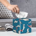 thumbnail image 4 of Leather Tissue Box Cover Square - Festive Dachshund Fun Waterproof Tissue Box Holder Paper Case Organizer Dispenser for Modern Home Office Room Home Bathroom Decor, 4 of 7