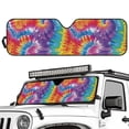 thumbnail image 2 of HUIACONG Colorful Tie-Dye Windshield Sun Shade Heat Shield Sun Visor Mat Compatible with Jeep Wrangler Rubicon Sahara TJ JK JKU 2 Door & 4 Door, 2 of 6