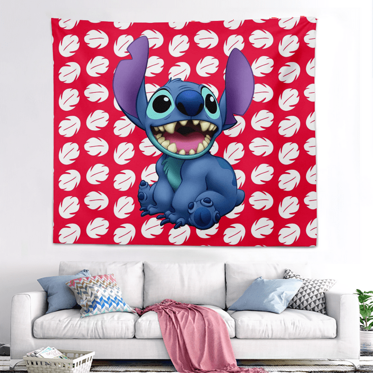 Stitch Tapestry Wall Tapestries Lilo & Stitch AngelPrint Custom Fantastic  Tapestries With Accessory Cute Blanket Wall Hanging for Room Indoor