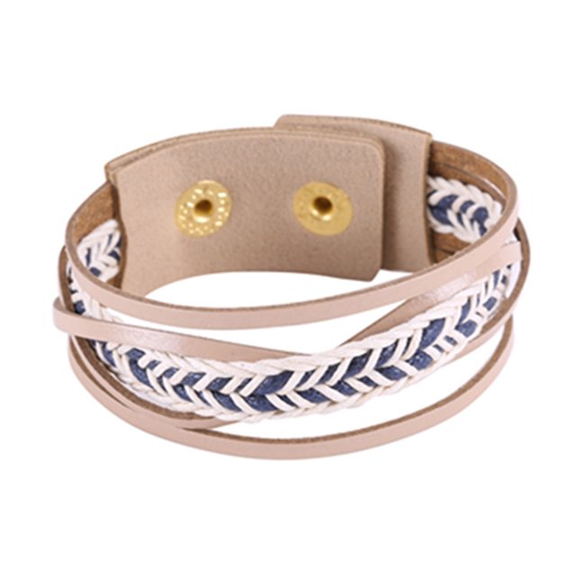 Pulsera de tejido retro multicapa de moda para hombres y mujeres Accesorio de joyería simple (azul oscuro)