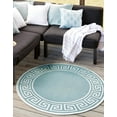 thumbnail image 3 of Unique Loom Outdoor Coastal Collection Area Rug - Caye (4' Round Aqua/Ivory), 3 of 9