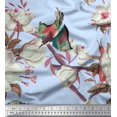 thumbnail image 1 of Soimoi Blue Velvet Fabric Floral & Bird Decor Fabric Printed Yard 60 Inch Wide, 1 of 3