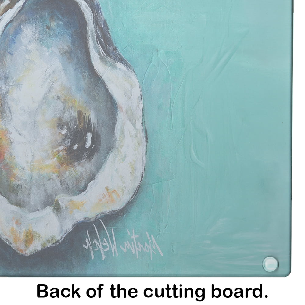 Aqua Pearl Oyster Glass Cutting Board 12 in x 15 in