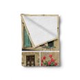 thumbnail image 2 of Italian Soft Flannel Fleece Throw Blanket, Pictures of Italy Lifestyle Old Classic Shutter Window Stone Houses Print, Cozy Plush for Indoor and Outdoor Use, 50" x 60", Multicolor, by Ambesonne, 2 of 6