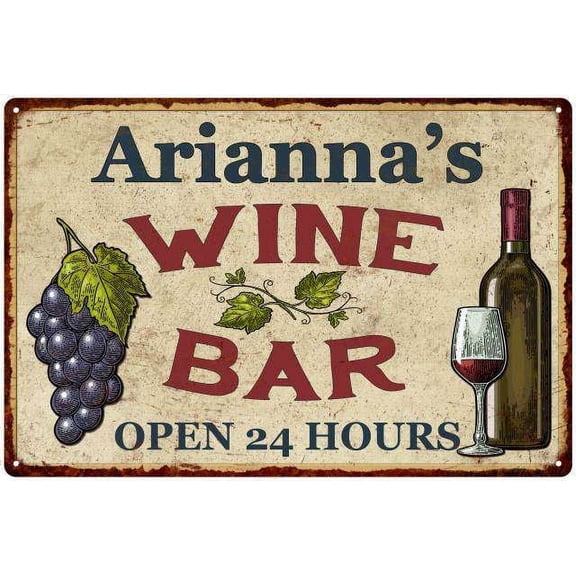 Arianna's Rustic Wine Bar Sign Wall Décor Kitchen Gift 12x18 Metal 112180056682