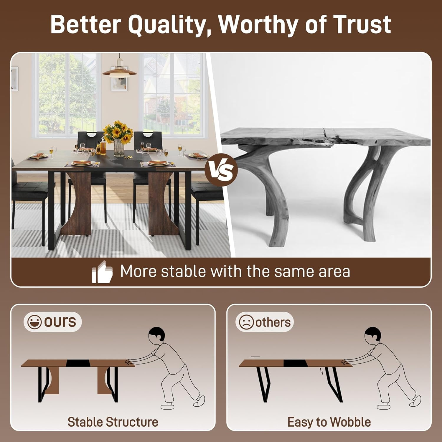 ChVans 7 Pcs Dining Table Set for 4-6 People with Chairs,70" Kitchen Dinner Table W/Waterpoof Wooden Tabletop,6 PCS Upholstered PU Chairs,Rectangular Wood Tables W/Adjustable Leg for Home Dining Room