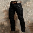 thumbnail image 5 of Western Style Cargo Pants Casual Work Trousers With Multiple Utility Pockets For Outdoor Daily Wear/Black/XL, 5 of 5