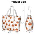 thumbnail image 3 of Tote Bag for Women - White Halloween Pumpkins Shoulder Bag - Large Utility Work Duffle Bag with Zipper Handbag for Travel, Work, Sprots, 3 of 5