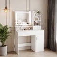 thumbnail image 2 of JIOABL Vanity Desk with LED Mirror, 2 Drawers & Cabinet, Power Outlets and USB Ports, Makeup Table with Storage, White, 2 of 10
