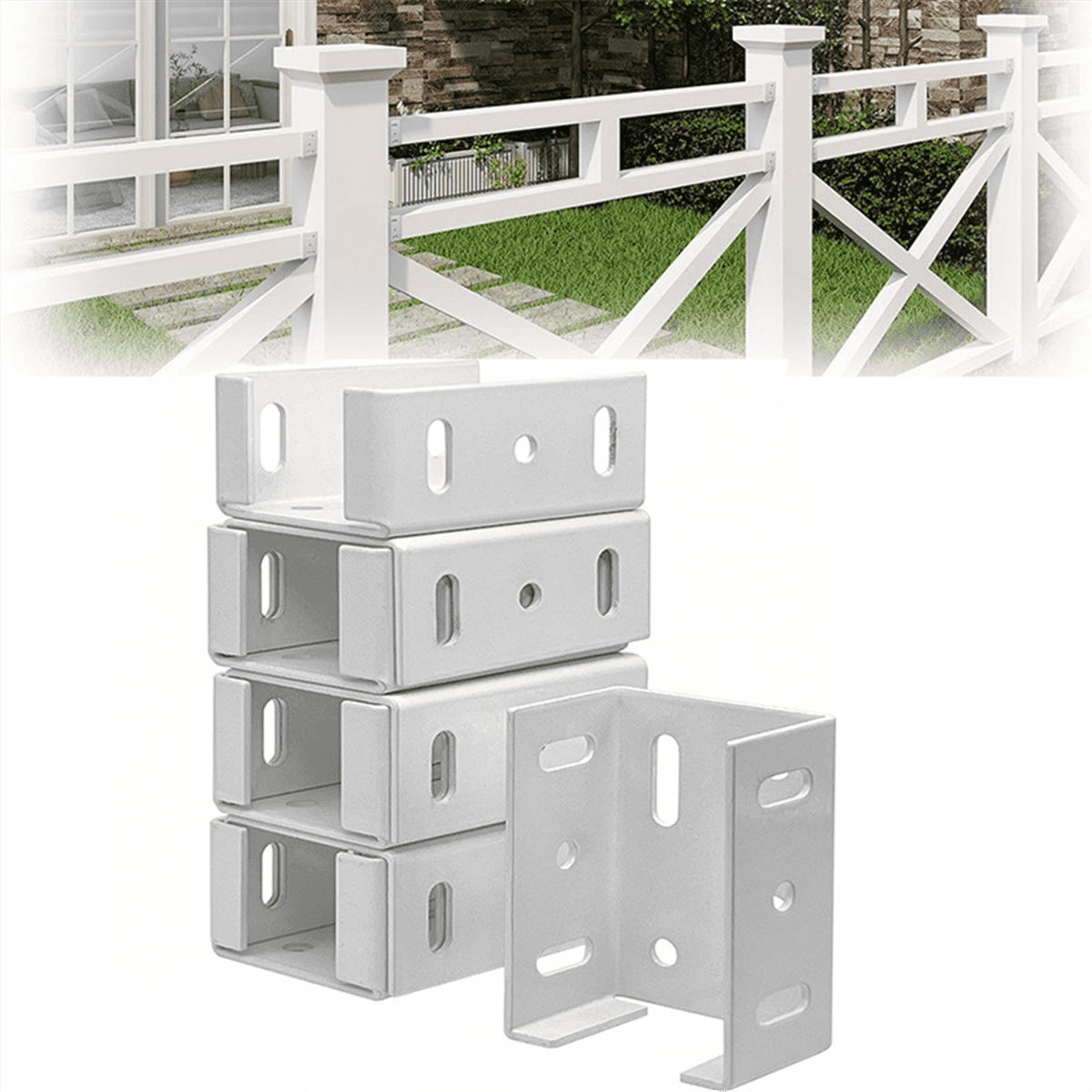 Growment 2-3/4 Inch, Aluminum Heavy Duty, Vinyl Fencing Panel Fence Rails Bracket White