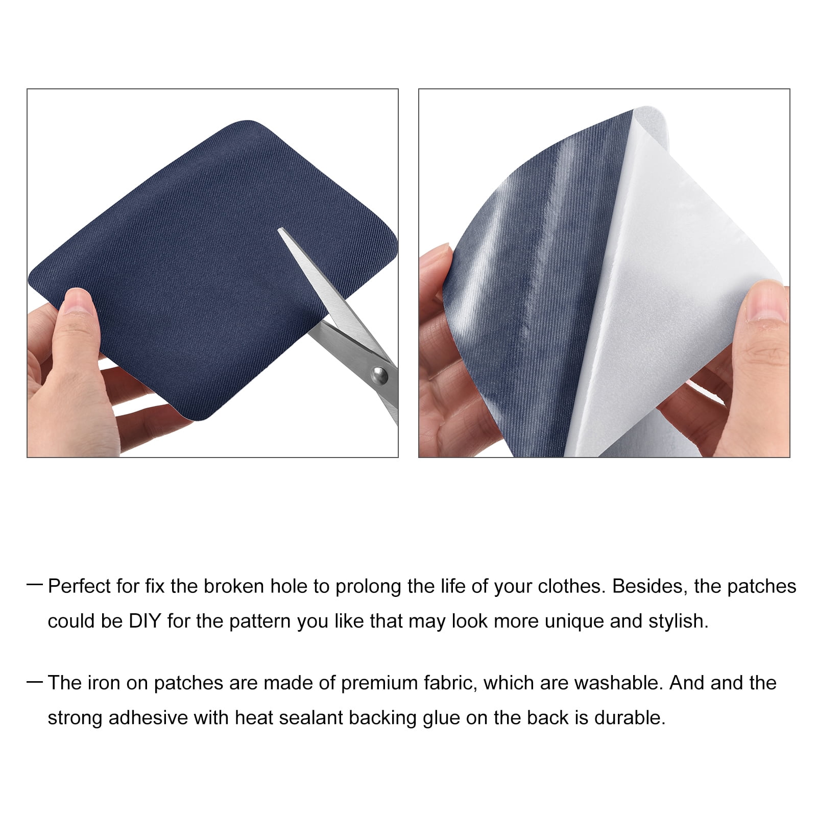 Unique Bargains Fabric Patch Iron-on Patches for Hole Repairing and Decoration Navy Blue