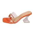 thumbnail image 2 of Xdegoge Womens Clear Heels Sandals Plus Size Open Toe Summer Beach Shoes Transparent Strap Dressy Slippers Strolling Walking Ladies Party Slides, 2 of 9