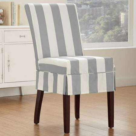 Cabana Dining Chair Relaxed Fit Slipcover With Buttons Slate