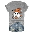 thumbnail image 6 of enyan Cute Halloween Shirts for Women Pumpkin Graphic Cute Ghost Tops Tee for Women Short Sleeve Casual T-Shirt Ladies October Top Comfortable Printed Shirt Fall Light Gray,M, 6 of 6