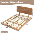 thumbnail image 5 of Queen Size Platform Bed with Headboard, Wooden Floating Bed with Charging Station, Bamboo-Made Queen Bed Frame with Support Slats for Teens Adults, Brown, 5 of 10