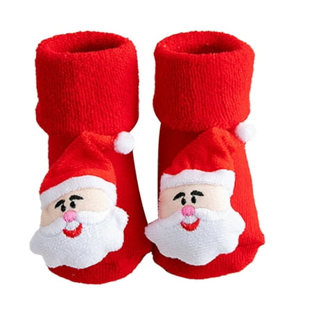

TureClos 1 Pair Christmas Baby Socks Festival Party New Year Infants Newborn Anti-skid Sock Soft Comfortable Footwear Boys Girls Santa Claus