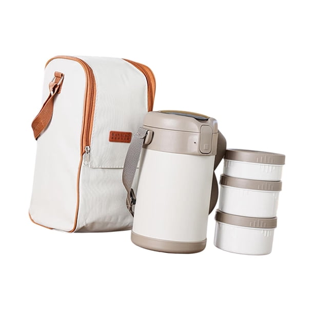 Lonchera térmica hermética para niños y adultos con correa para el hombro y aislamiento Bento Blanco 2.3l