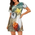 thumbnail image 1 of Balery Seashell On The Beach Camisón de manga corta con cuello redondo para mujer, cómodo y elegante., 1 of 6