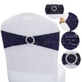 thumbnail image 3 of 10 PCS Stretch Sequin Chair Sashes Chair Stretchy Spandex Bands for Wedding Reception Events Banquets Chairs Decoration (Navy), 3 of 4