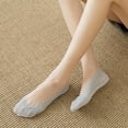 thumbnail image 5 of 5 Pairs Floral Lace No-Show Socks for Women, Ultra-Low Cut Breathable Liners with Silicone Grip for Summer Flats & Heels Light Gray, 5 of 7