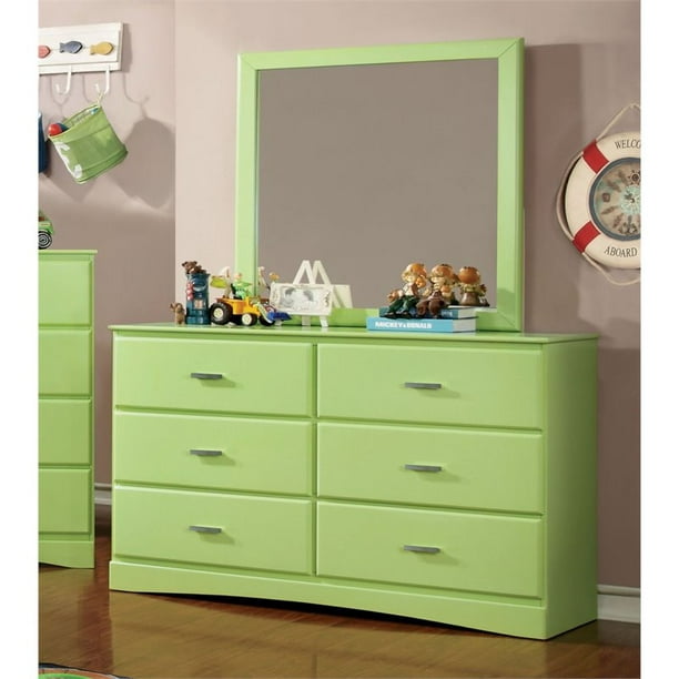 Furniture Of America Geller 6 Drawer Dresser And Mirror Set In Blue Walmart Com Walmart Com