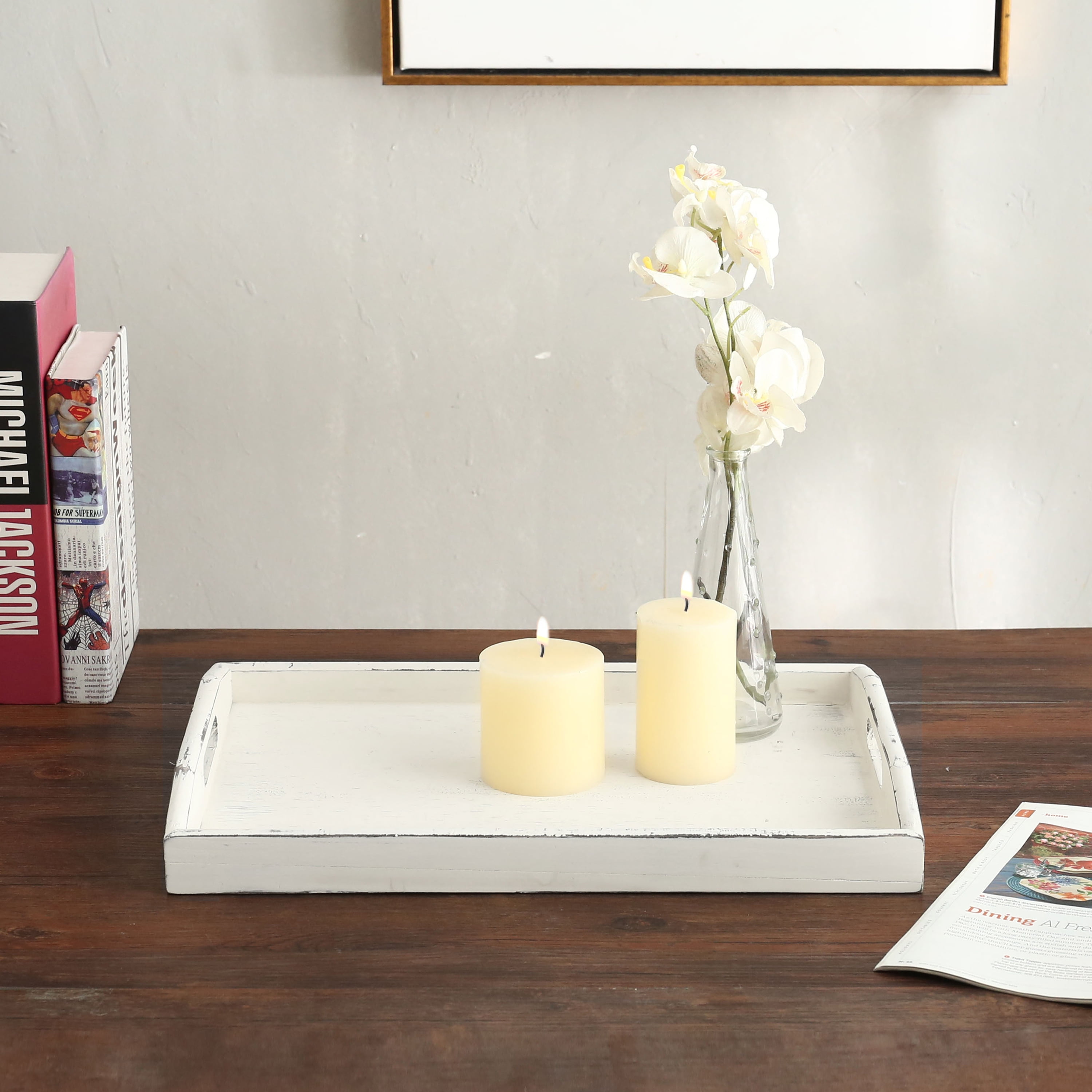 white rustic serving tray