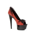 thumbnail image 4 of E-609-Jezebel, 6" Stiletto W/ 2" Platform. Satin & Lace Womens Open Toe Pump. 8 / Red, 4 of 5