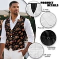 thumbnail image 6 of Yuyamidu Thanksgiving Turkey Men's Suit Vest for Wedding Prom Business Formal Dress Waistcoat Vest with 3 Pockets Fall Maple Leaves V-Neck Vests Size XL, 6 of 7
